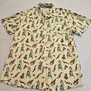 Kahuna Bay Hula Girl Print Aloha Hawaiian Shirt Men's Size L